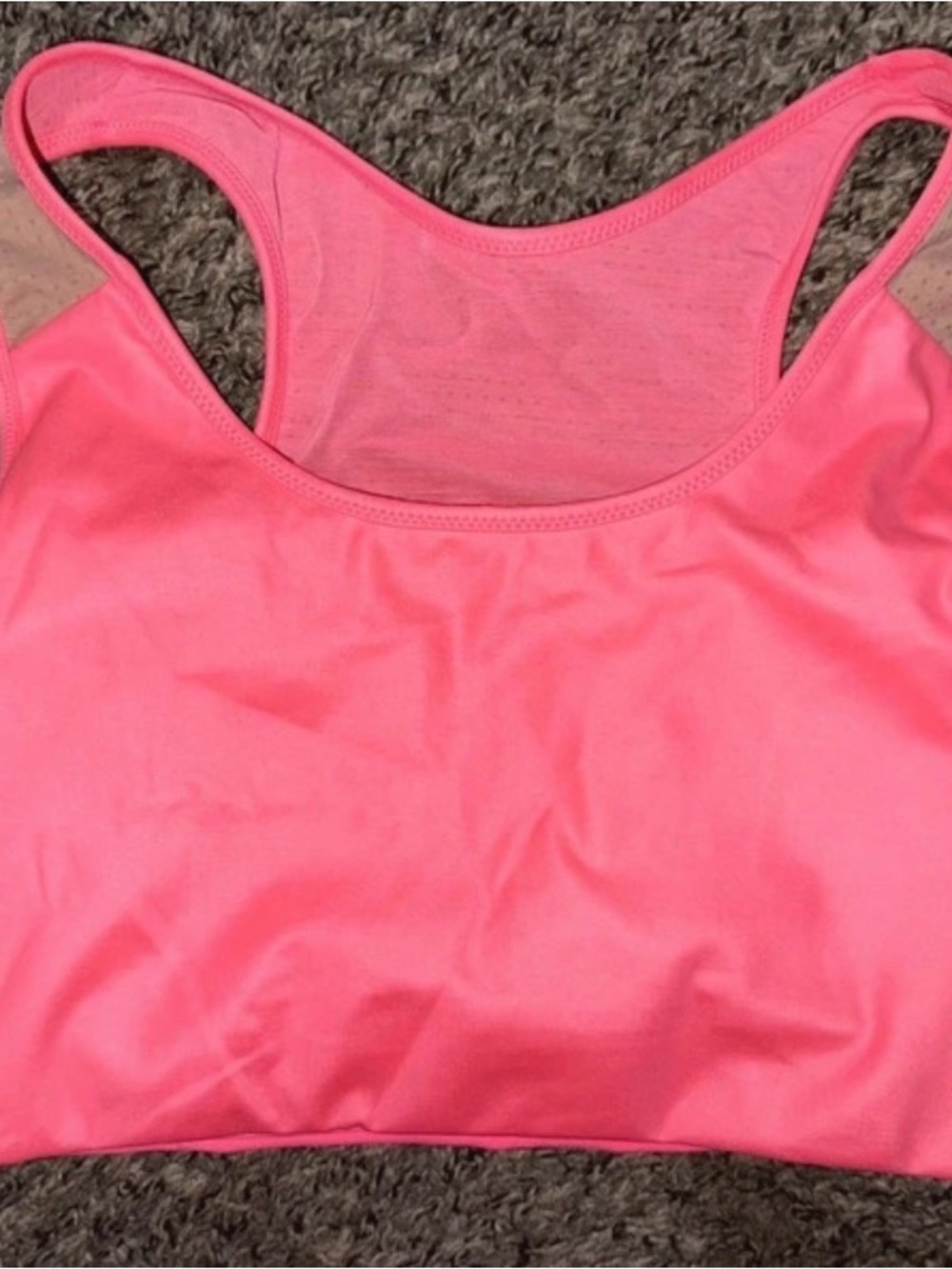 Fabletics Neon Pink & Taupe Mesh Racerback Sports Bra Medium